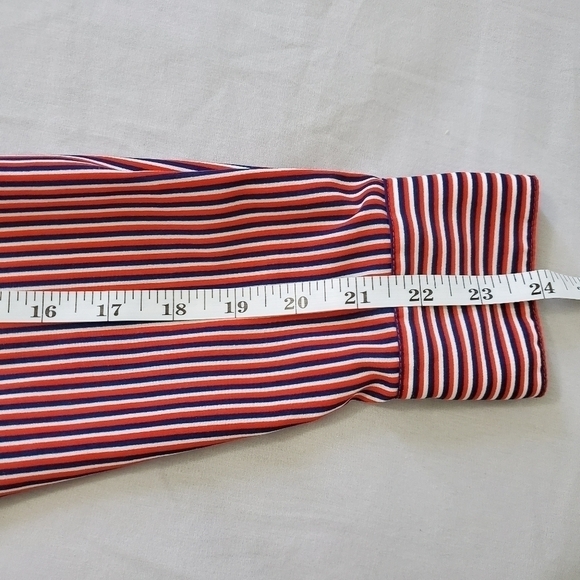 CAbi Blouse‎ Small Franklin Red Striped Top Pockets Lightweight Longsleeve - Picture 6 of 8